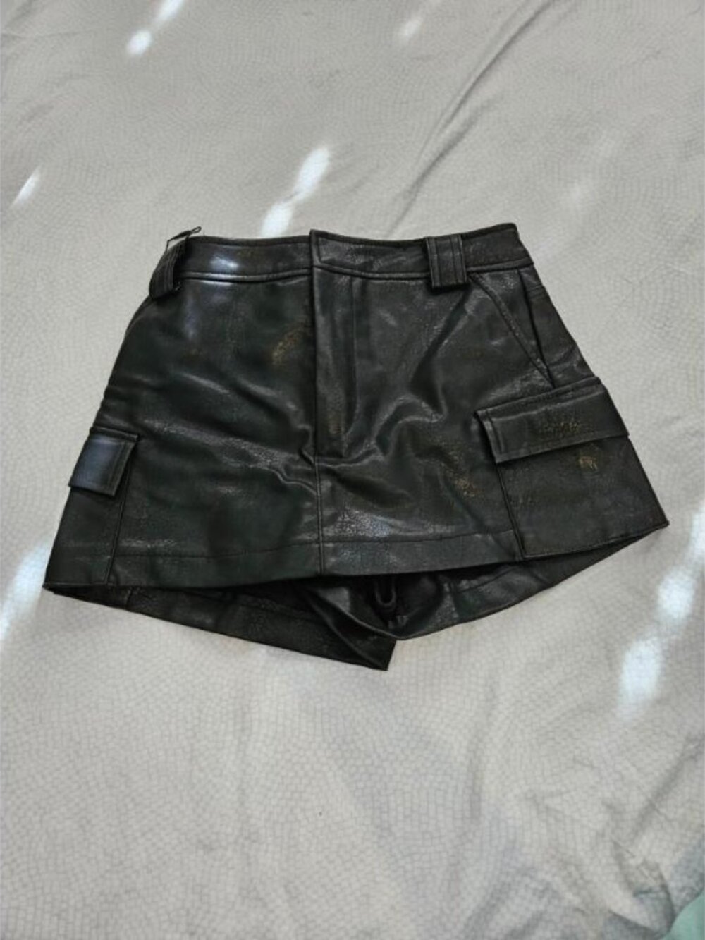Skort, Zara, XS, Black Leather